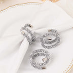 4 Pack Silver Rhinestone Swirl Napkin Rings, Sparkle Cloth Napkin Holders - Bell Racket Store