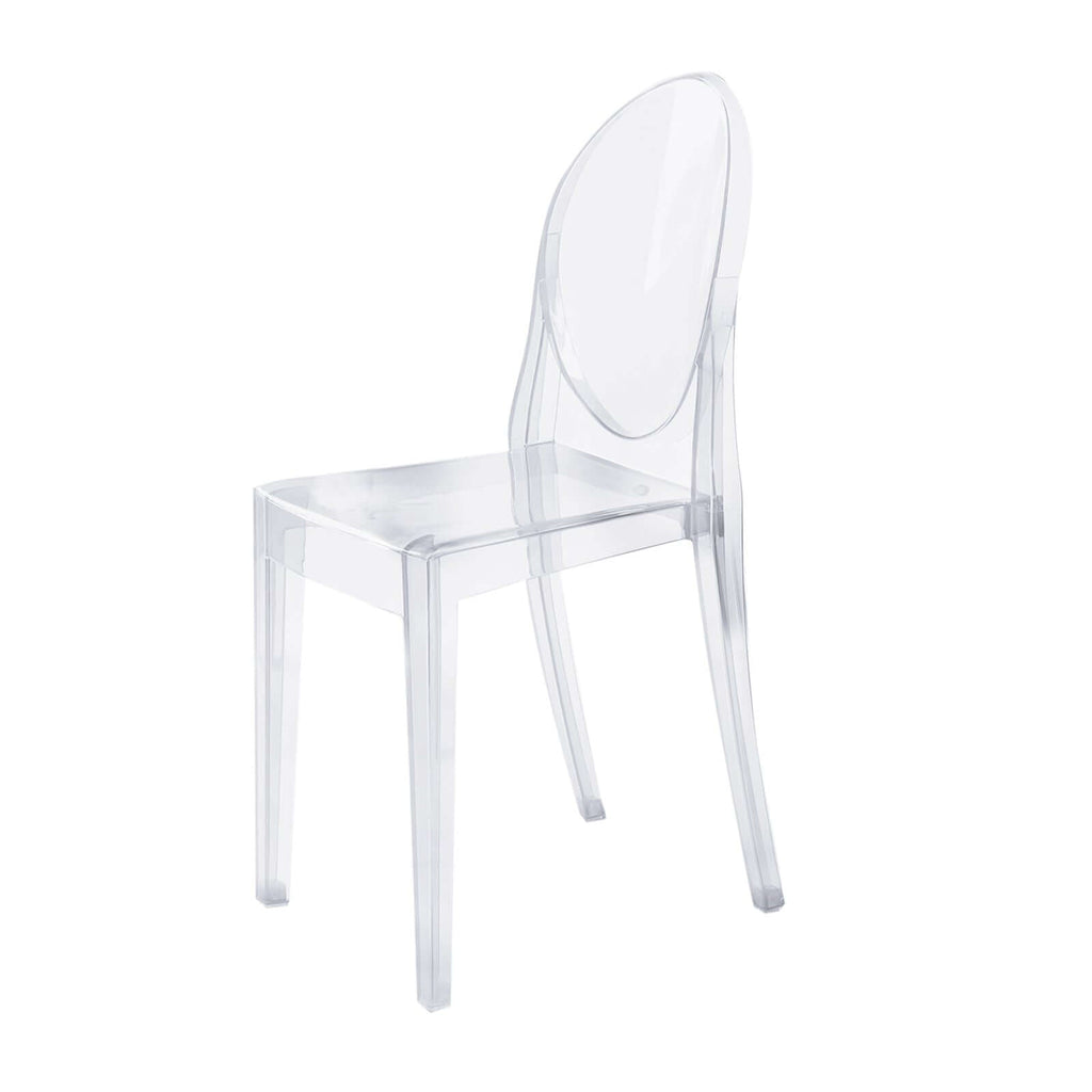 4 Pack Stackable Clear Acrylic Ghost Banquet Chairs with Oval Back, Fully Assembled Armless Event Accent Chair - Bell Racket Store