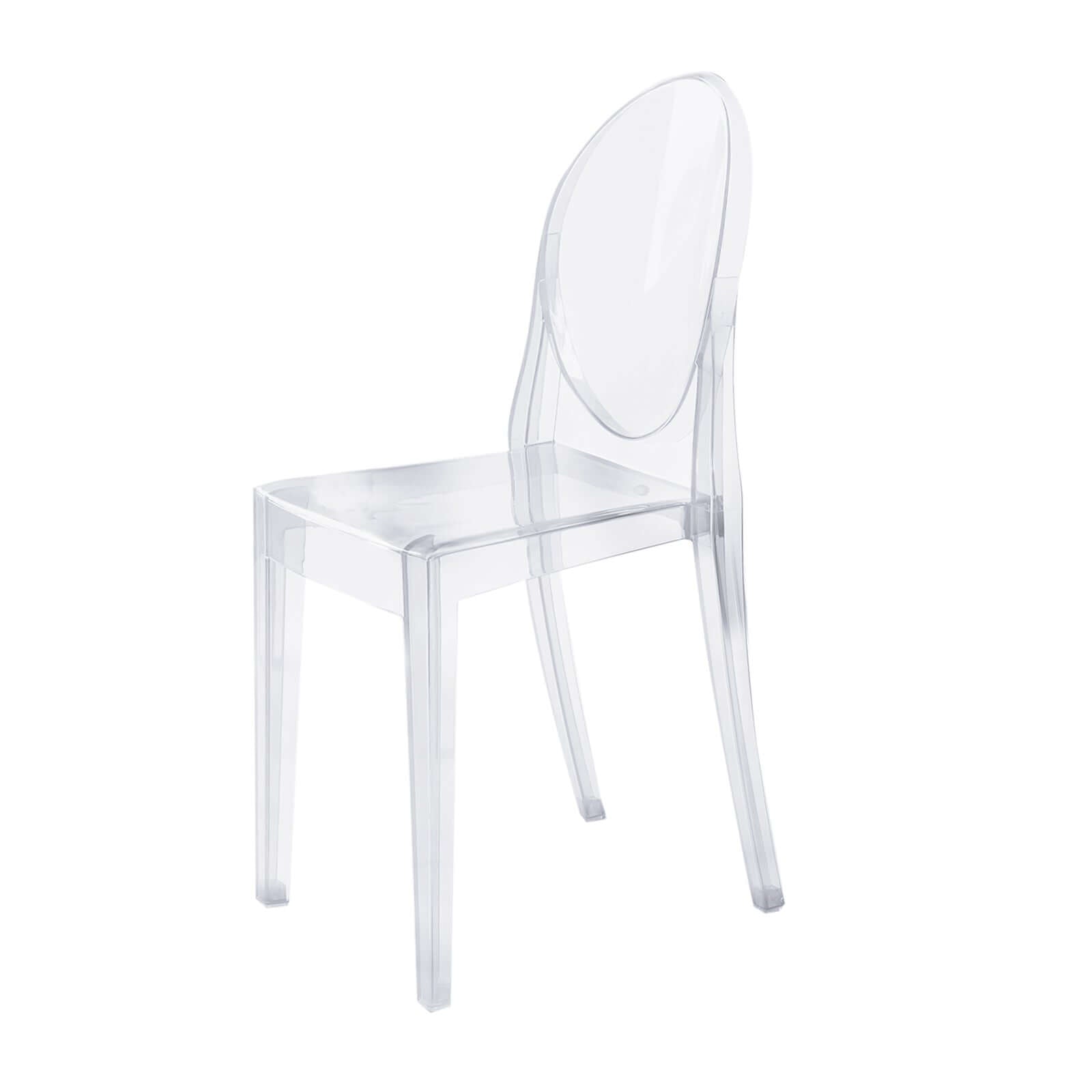 4 Pack Stackable Clear Acrylic Ghost Banquet Chairs with Oval Back, Fully Assembled Armless Event Accent Chair - Bell Racket Store