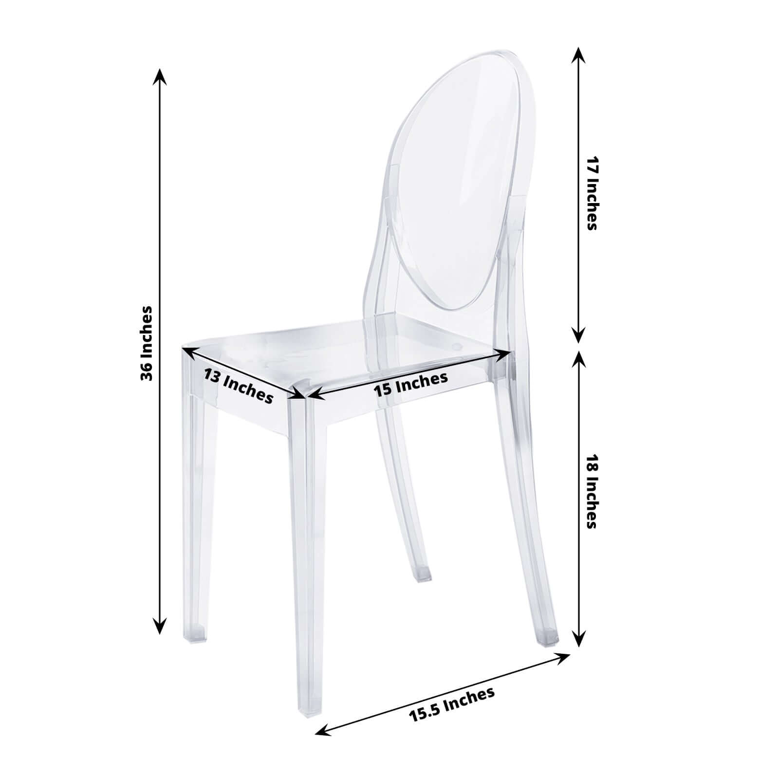 4 Pack Stackable Clear Acrylic Ghost Banquet Chairs with Oval Back, Fully Assembled Armless Event Accent Chair - Bell Racket Store