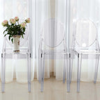 4 Pack Stackable Clear Acrylic Ghost Banquet Chairs with Oval Back, Fully Assembled Armless Event Accent Chair - Bell Racket Store