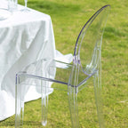 4 Pack Stackable Clear Acrylic Ghost Banquet Chairs with Oval Back, Fully Assembled Armless Event Accent Chair - Bell Racket Store