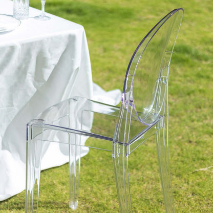 4 Pack Stackable Clear Acrylic Ghost Banquet Chairs with Oval Back, Fully Assembled Armless Event Accent Chair - Bell Racket Store