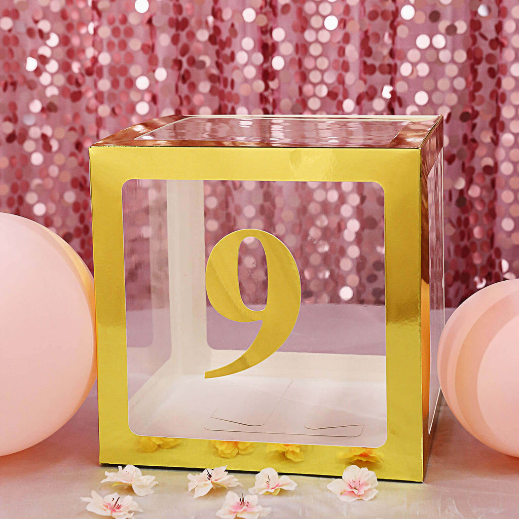 4-Pack Stickers Banner Custom 0-9 Number "9" Design Gold - Milestone Age and Date Stick-On Numbers 5"