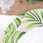 4 - Pack Table Placemats Tropical Leaf Design Green Cotton Round - Woven Indoor/Outdoor Dining Mats 15" - Bell Racket Store