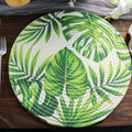 4 - Pack Table Placemats Tropical Leaf Design Green Cotton Round - Woven Indoor/Outdoor Dining Mats 15" - Bell Racket Store