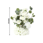 4 - Pack White Artificial Flower Arrangements â€“ 20" Roses, Hydrangeas & Eucalyptus, Free - Standing with Foam Base for Wedding Aisle DÃ©cor - Bell Racket Store