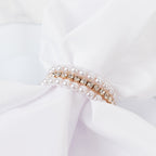 4 - Pack White Pearl Rhinestone Napkin Holders, Elegant Round Napkin Rings - 2" - Bell Racket Store