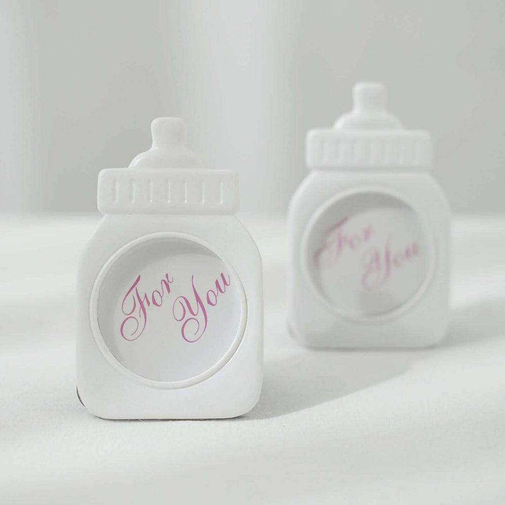 4 Pack White Resin 4" Baby Feeding Bottle Picture Frame Party Favors, Baby Shower Favors, Gender Reveal Party Gifts - Bell Racket Store