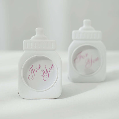 4 Pack White Resin 4" Baby Feeding Bottle Picture Frame Party Favors, Baby Shower Favors, Gender Reveal Party Gifts - Bell Racket Store