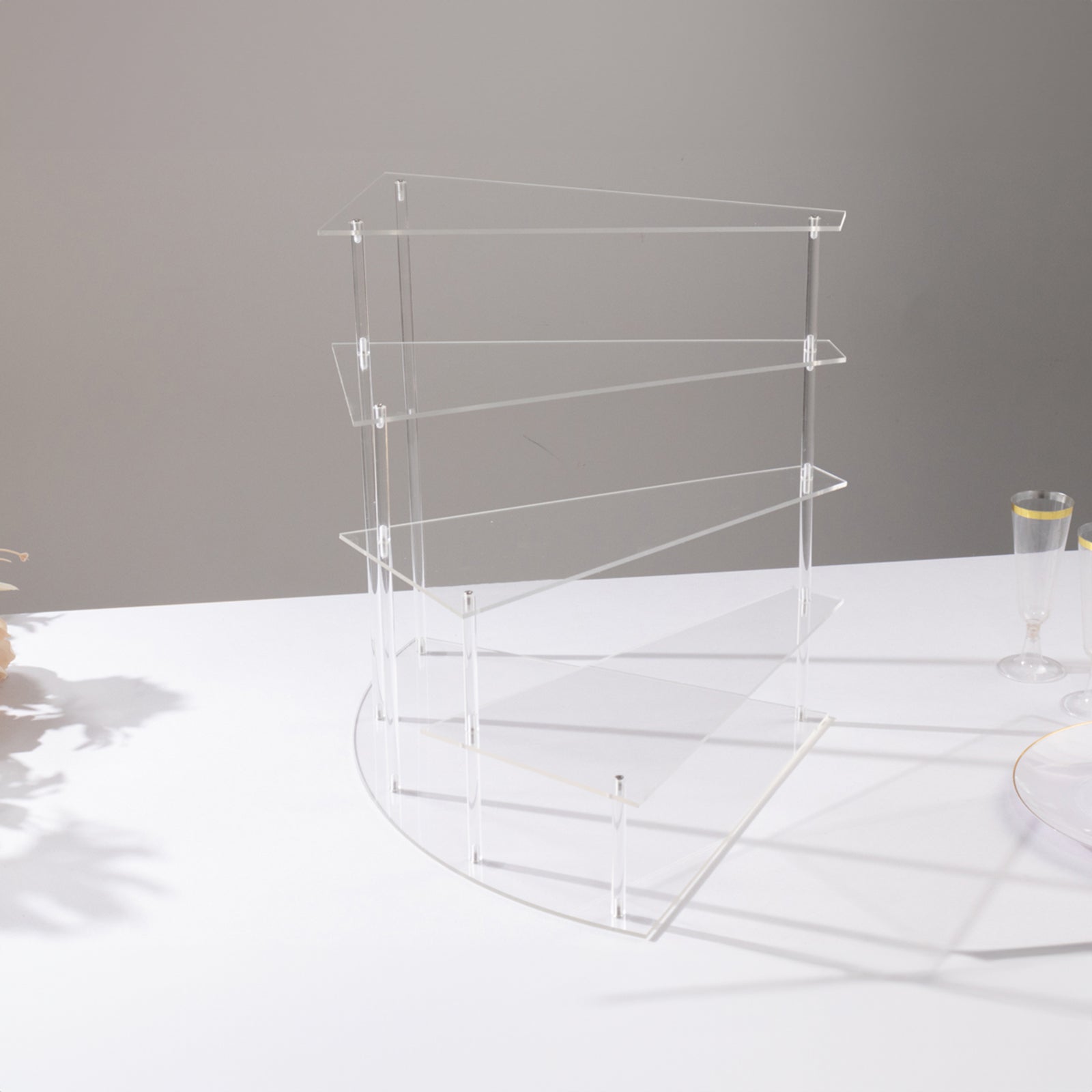 4 - Tier Acrylic Cupcake Display Stand Clear Spiral Stairway Design for Dessert Perfume Retail Jewelry & Collectibles 17" - Bell Racket Store