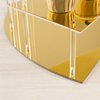 4 - Tier Acrylic Cupcake Display Stand Gold Spiral Stairway Design - Stylish Reusable Multi Level Serving Tray Organizer Shelf Riser for Dessert Perfume Retail Jewelry & Collectibles 17" - Bell Racket Store