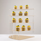 4 - Tier Acrylic Cupcake Display Stand Gold Spiral Stairway Design - Stylish Reusable Multi Level Serving Tray Organizer Shelf Riser for Dessert Perfume Retail Jewelry & Collectibles 17" - Bell Racket Store
