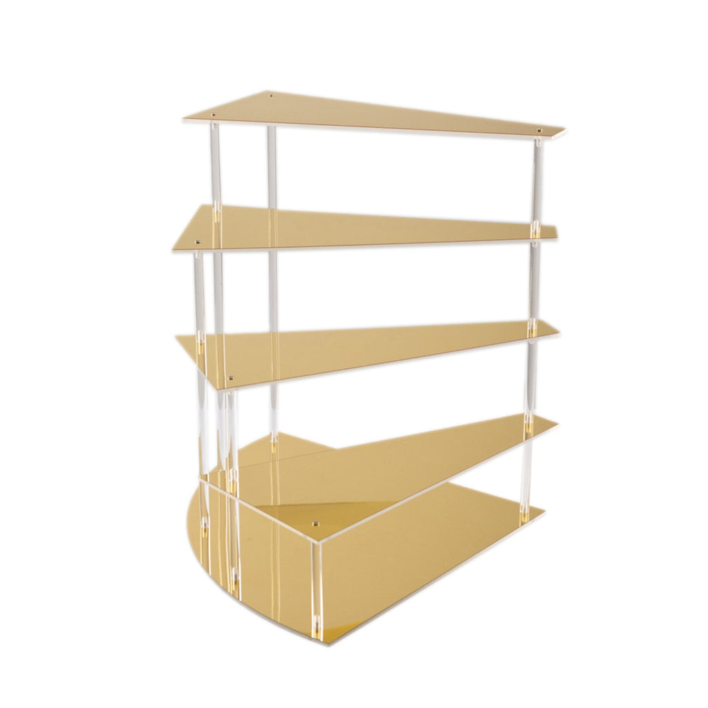 4 - Tier Acrylic Cupcake Display Stand Gold Spiral Stairway Design - Stylish Reusable Multi Level Serving Tray Organizer Shelf Riser for Dessert Perfume Retail Jewelry & Collectibles 17" - Bell Racket Store