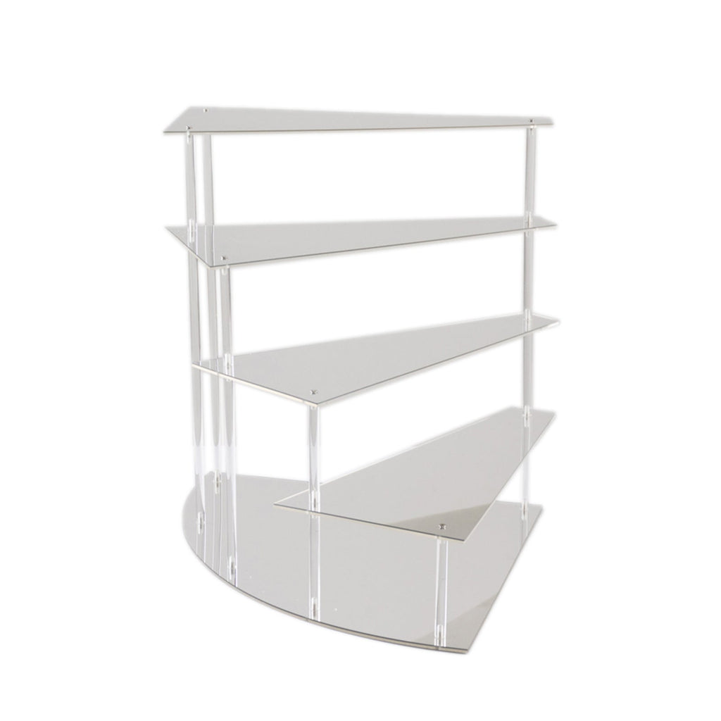 4 - Tier Acrylic Cupcake Display Stand Silver Spiral Stairway Design - Stylish Reusable Multi Level Serving Tray Organizer Shelf Riser for Dessert Perfume Retail Jewelry & Collectibles 17" - Bell Racket Store