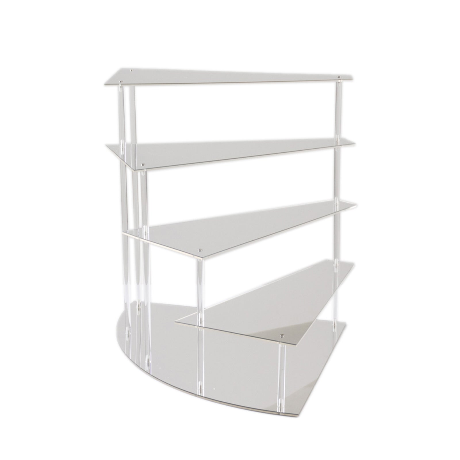 4 - Tier Acrylic Cupcake Display Stand Silver Spiral Stairway Design - Stylish Reusable Multi Level Serving Tray Organizer Shelf Riser for Dessert Perfume Retail Jewelry & Collectibles 17" - Bell Racket Store