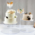 4-Tier Acrylic Round Cake Stand Set Clear - Chic Sturdy Cupcake Holder Dessert Display Pedestal in Assorted Sizes for Wedding Buffet & Catering Displays