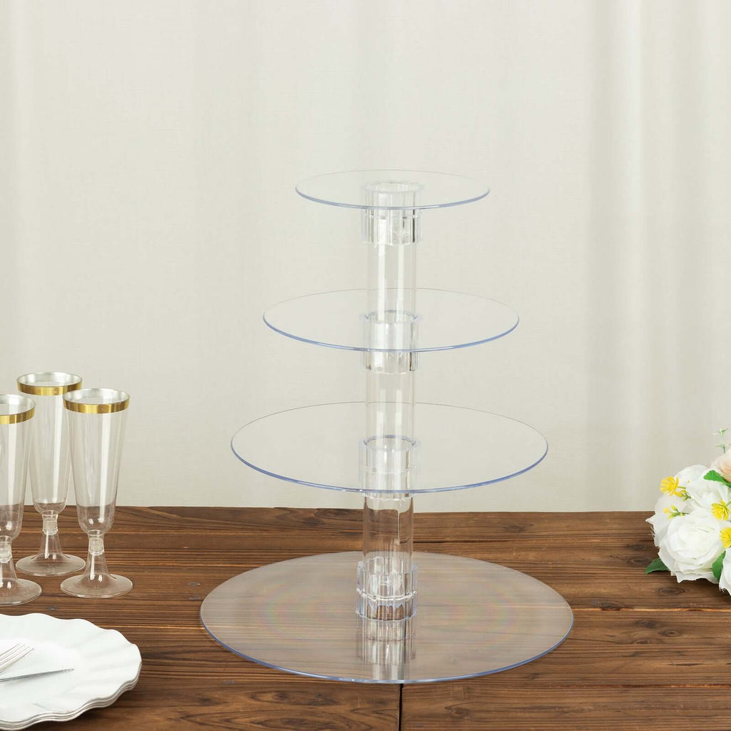 4 - Tier Acrylic Round Cupcake Stand Clear - Buffet Party Tables 14" - Bell Racket Store