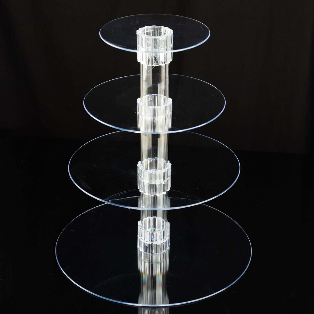 4 - Tier Acrylic Round Cupcake Stand Clear - Buffet Party Tables 14" - Bell Racket Store