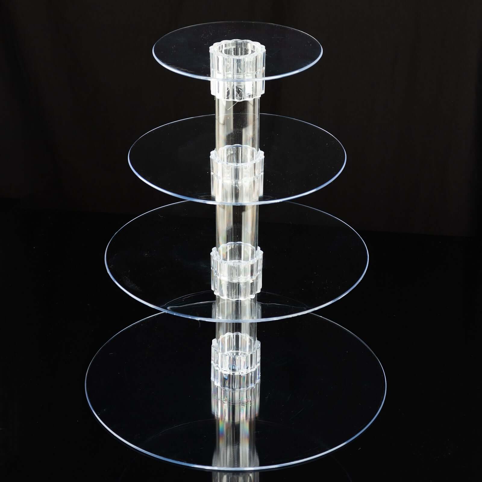 4 - Tier Acrylic Round Cupcake Stand Clear - Buffet Party Tables 14" - Bell Racket Store