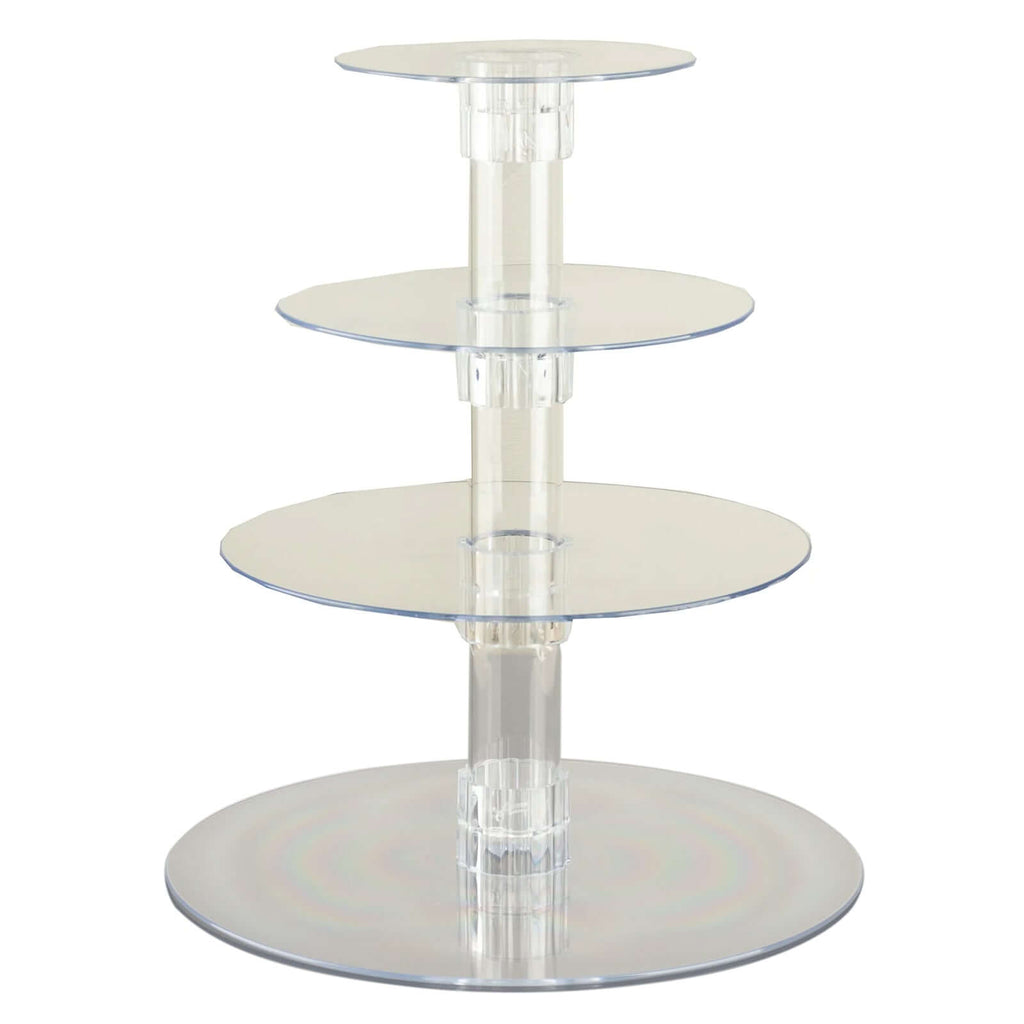 4 - Tier Acrylic Round Cupcake Stand Clear - Buffet Party Tables 14" - Bell Racket Store