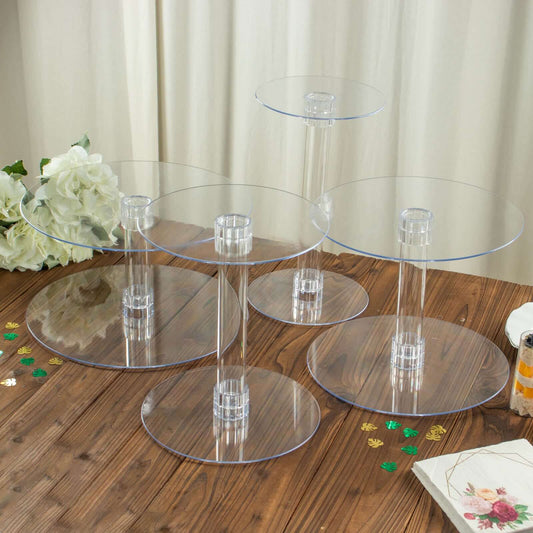 4 - Tier Acrylic XL Cake Stand Set Clear - Assorted Sizes for Buffet Party Tables - NestOCart
