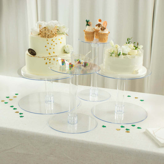 4 - Tier Acrylic XL Cake Stand Set Clear - Assorted Sizes for Buffet Party Tables - NestOCart