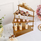 4 - Tier Metal Spiral Stairway Cupcake Display Stand Gold - Dessert Cake Step Pedestal Tray 17" - Bell Racket Store