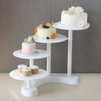 4 - Tier Plastic Cake Stand with Half Moon Base White for Weddings Tea Parties & Home Gatherings 17" - Bell Racket Store