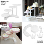 4 - Tier Plastic Cake Stand with Half Moon Base White for Weddings Tea Parties & Home Gatherings 17" - Bell Racket Store