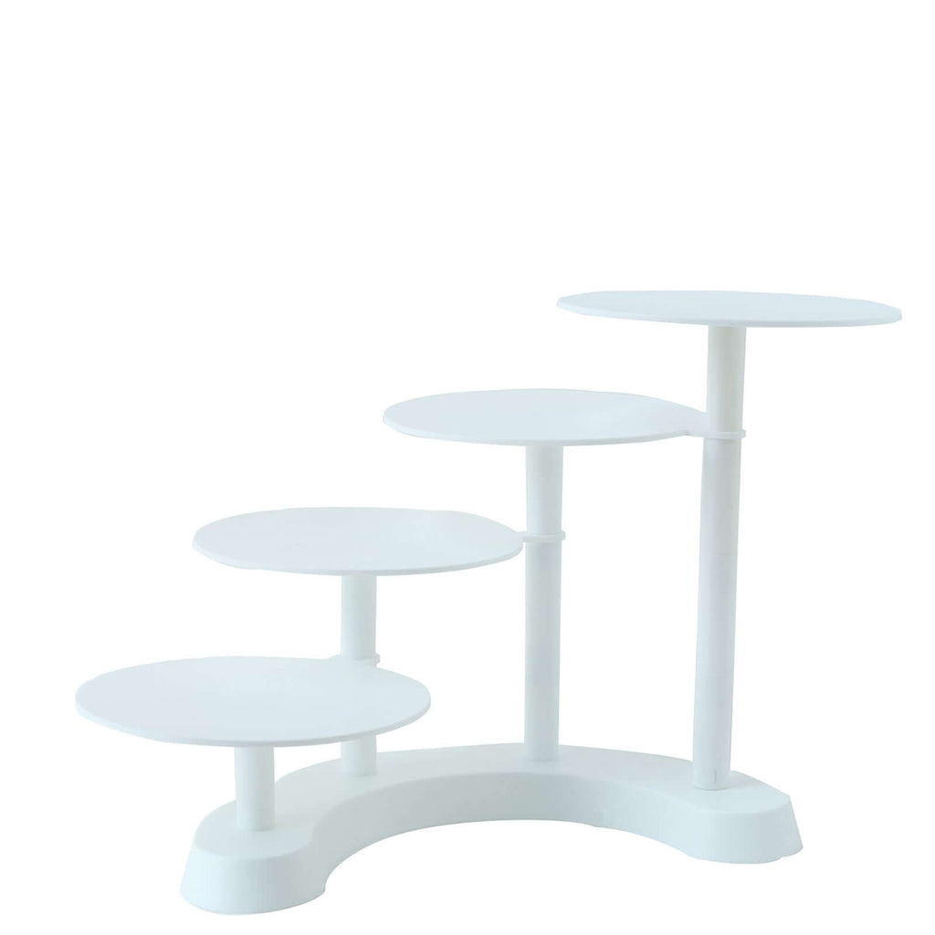 4 - Tier Plastic Cake Stand with Half Moon Base White for Weddings Tea Parties & Home Gatherings 17" - Bell Racket Store