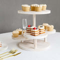 4 - Tier Wooden Cake Stand Whitewash with Round Tiered Trays - Rustic Cupcake Tower Dessert Display 14" Tall - Bell Racket Store