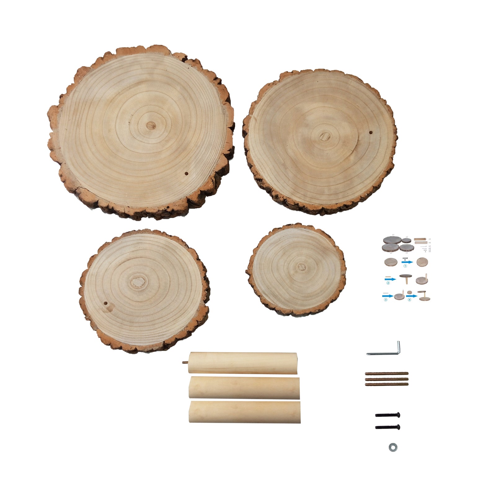 4 - Tier Wooden Cupcake Tower Stand Rustic Natural Wood Slice Design - Farmhouse Style Dessert Display 29" - Bell Racket Store