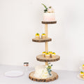 4 - Tier Wooden Cupcake Tower Stand Rustic Natural Wood Slice Design - Farmhouse Style Dessert Display 29" - Bell Racket Store