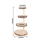 4 - Tier Wooden Cupcake Tower Stand Rustic Natural Wood Slice Design - Farmhouse Style Dessert Display 29" - Bell Racket Store