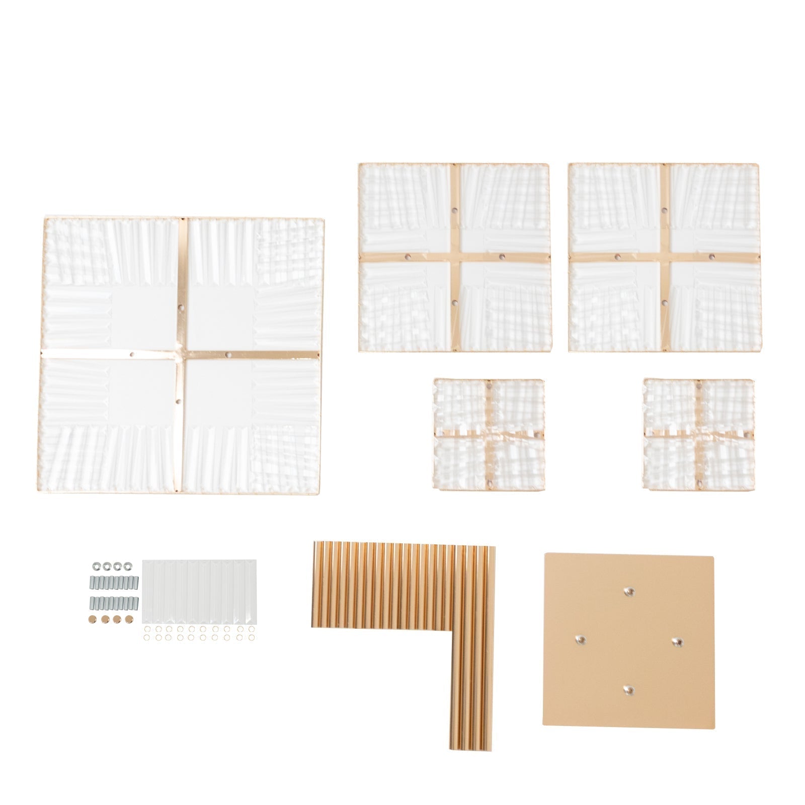 40" Crystal Pendant Table Centerpiece in 5 - Tier Gold, Square Flower Stand Metal Vase Chandelier with Hanging Crystals - Bell Racket Store