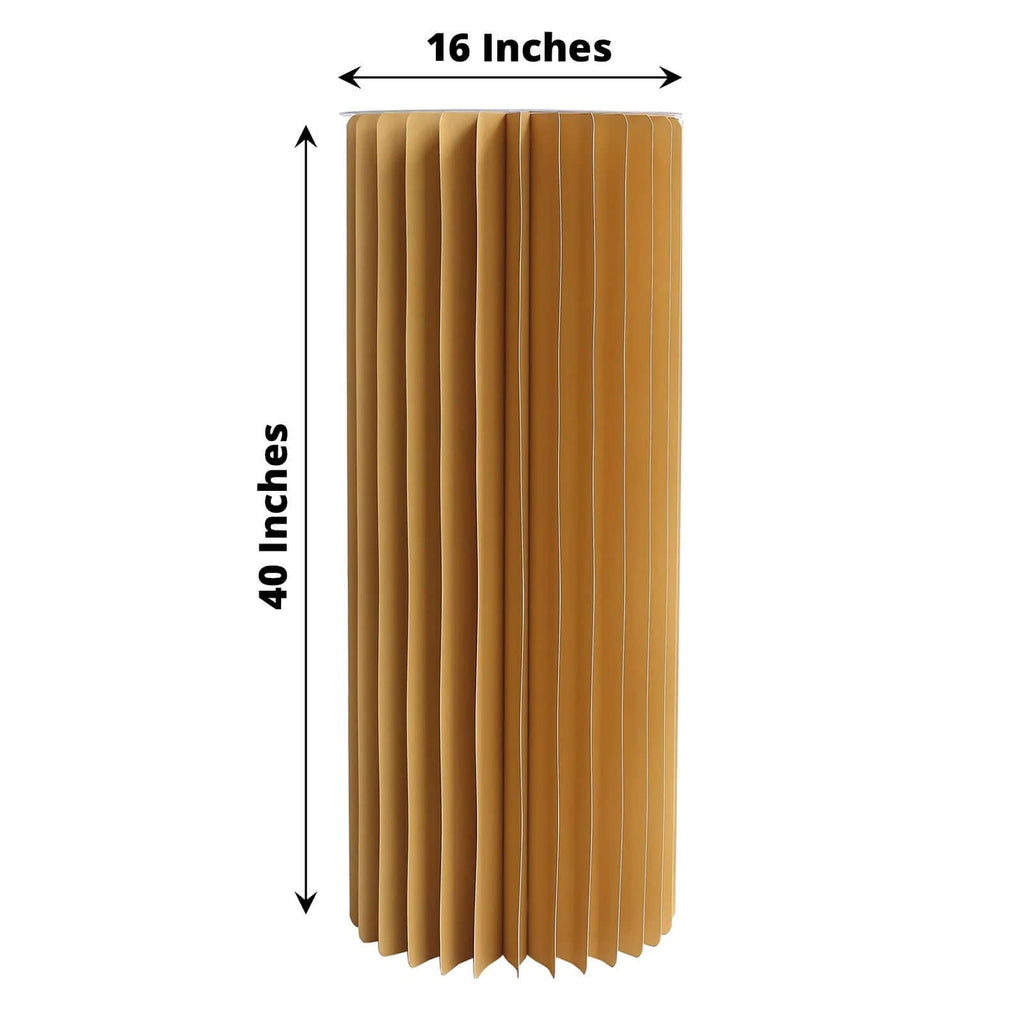 40" Gold Cylinder Display Column Stand, Pillar Pedestal Stand With Top Plate - Bell Racket Store