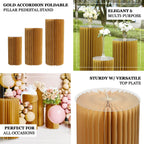 40" Gold Cylinder Display Column Stand, Pillar Pedestal Stand With Top Plate - Bell Racket Store