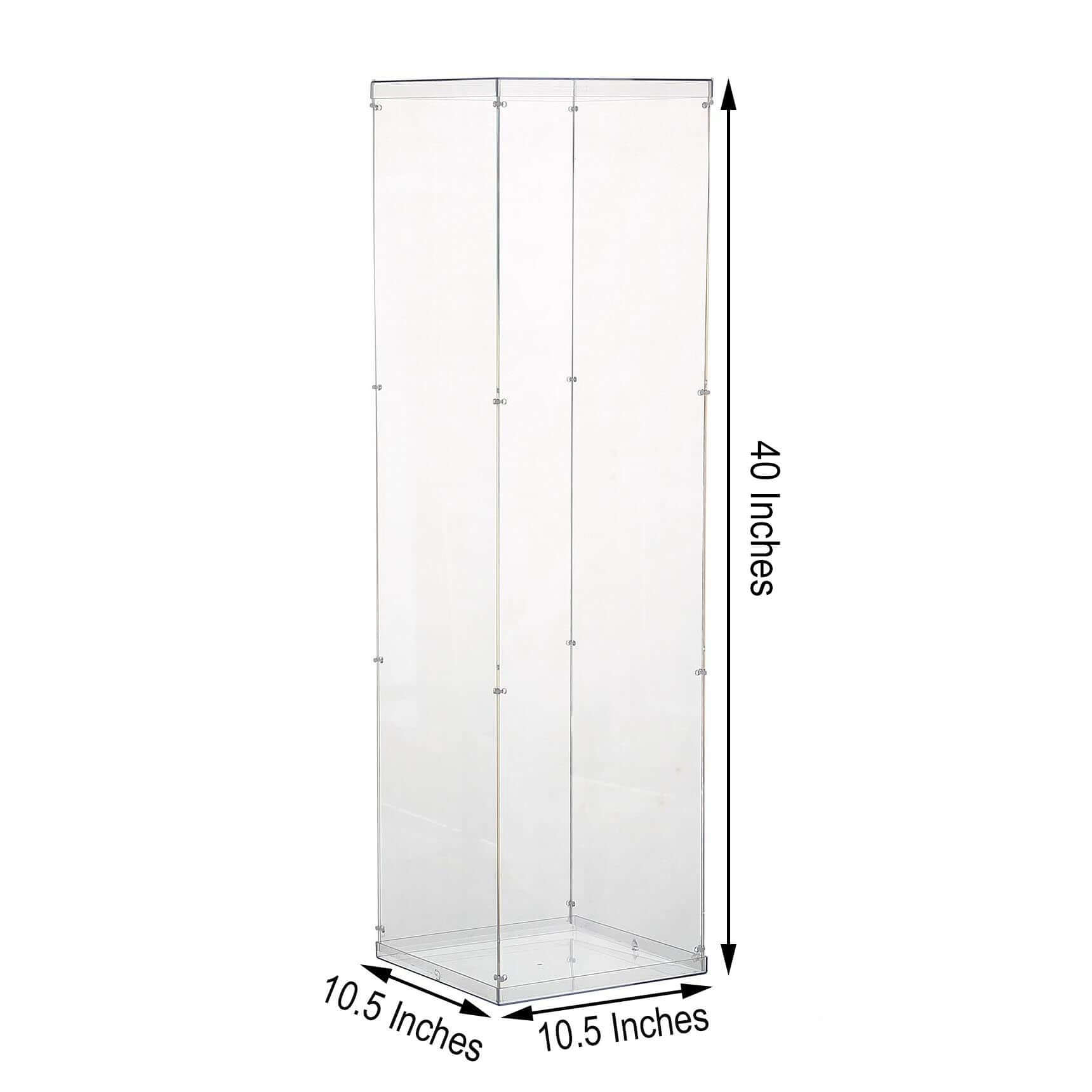 40" Floor Standing Clear Acrylic Display Box, Transparent Pedestal Riser with Interchangeable Lid and Base