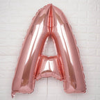 35" Rose Gold Letter and Number Balloons, Metallic Mylar Foil Helium Air Balloons