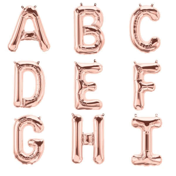 35" Rose Gold Letter and Number Balloons, Metallic Mylar Foil Helium Air Balloons