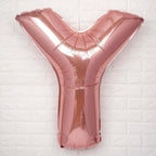 35" Rose Gold Letter and Number Balloons, Metallic Mylar Foil Helium Air Balloons