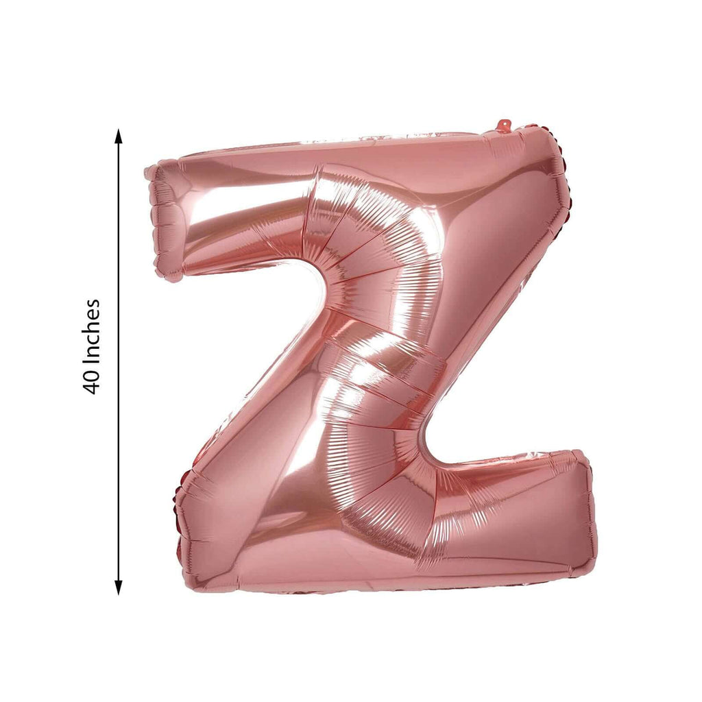 35" Rose Gold Letter and Number Balloons, Metallic Mylar Foil Helium Air Balloons