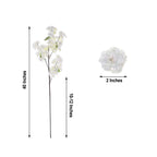 4 Bushes 40" Tall White Artificial Silk Cherry Blossom Flowers, Branches