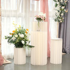 40" Ivory Cylinder Display Column Stand, Pillar Pedestal Stand With Top Plate - Bell Racket Store