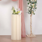 40" Ivory Cylinder Display Column Stand, Pillar Pedestal Stand With Top Plate - Bell Racket Store