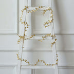 40 LED Garland String Lights Rose Leaf Design Metallic Gold Warm White - Battery Operated Hanging DÃ©cor 15ft - Bell Racket Store