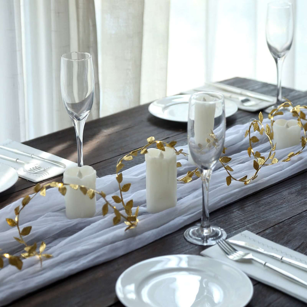 40 LED Garland String Lights Rose Leaf Design Metallic Gold Warm White - Battery Operated Hanging DÃ©cor 15ft - Bell Racket Store