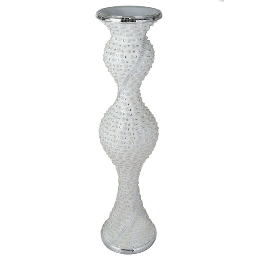 40" Magical Mermaid Style Mirror Mosaic and Pearl Studded Floor Vase