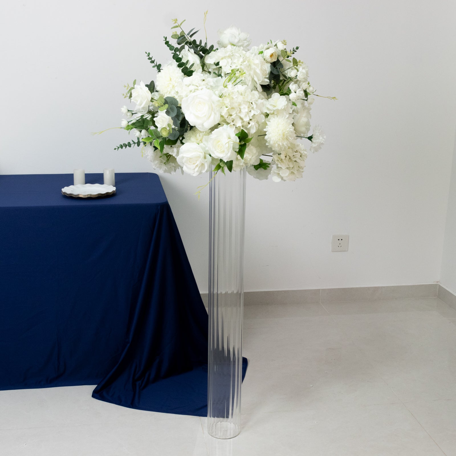 40" Ribbed Cylinder Floor Vases 2 Pack â€“ Oversized Clear Glass Vases for Grand Venue Displays & Lobbies - Bell Racket Store